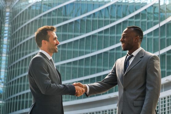 One of our lawyers talking with a client about foreign investment.